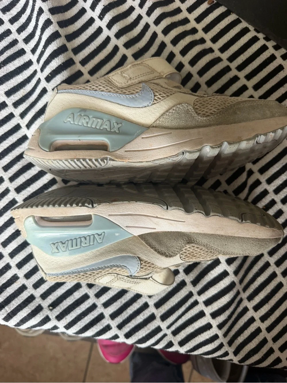 Nike Kids Beige Sneakers with Light Blue Accents